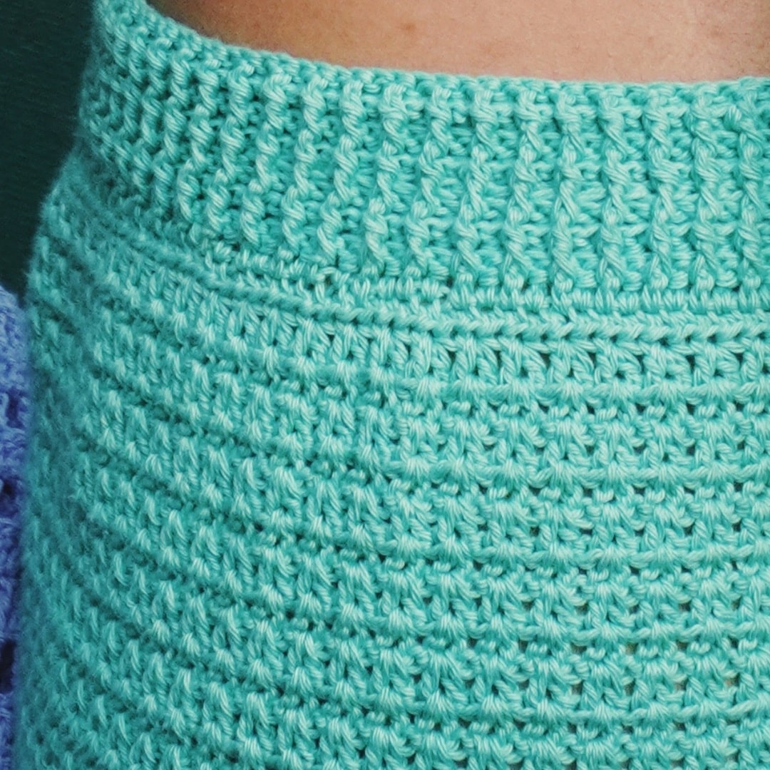 Zoomed-in shot of crochet texture on Emerald Skirt.