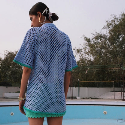 Unisex Peekaboo Crochet Shirt featuring breathable open stitches and a comfortable silhouette.