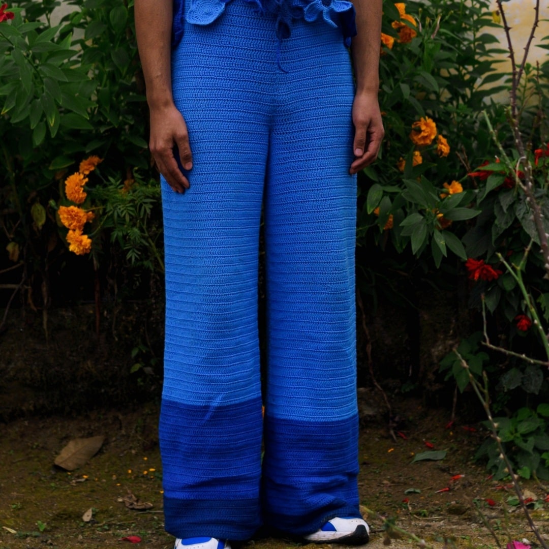 Sapphire crochet pants – handcrafted with 100% cotton yarn.